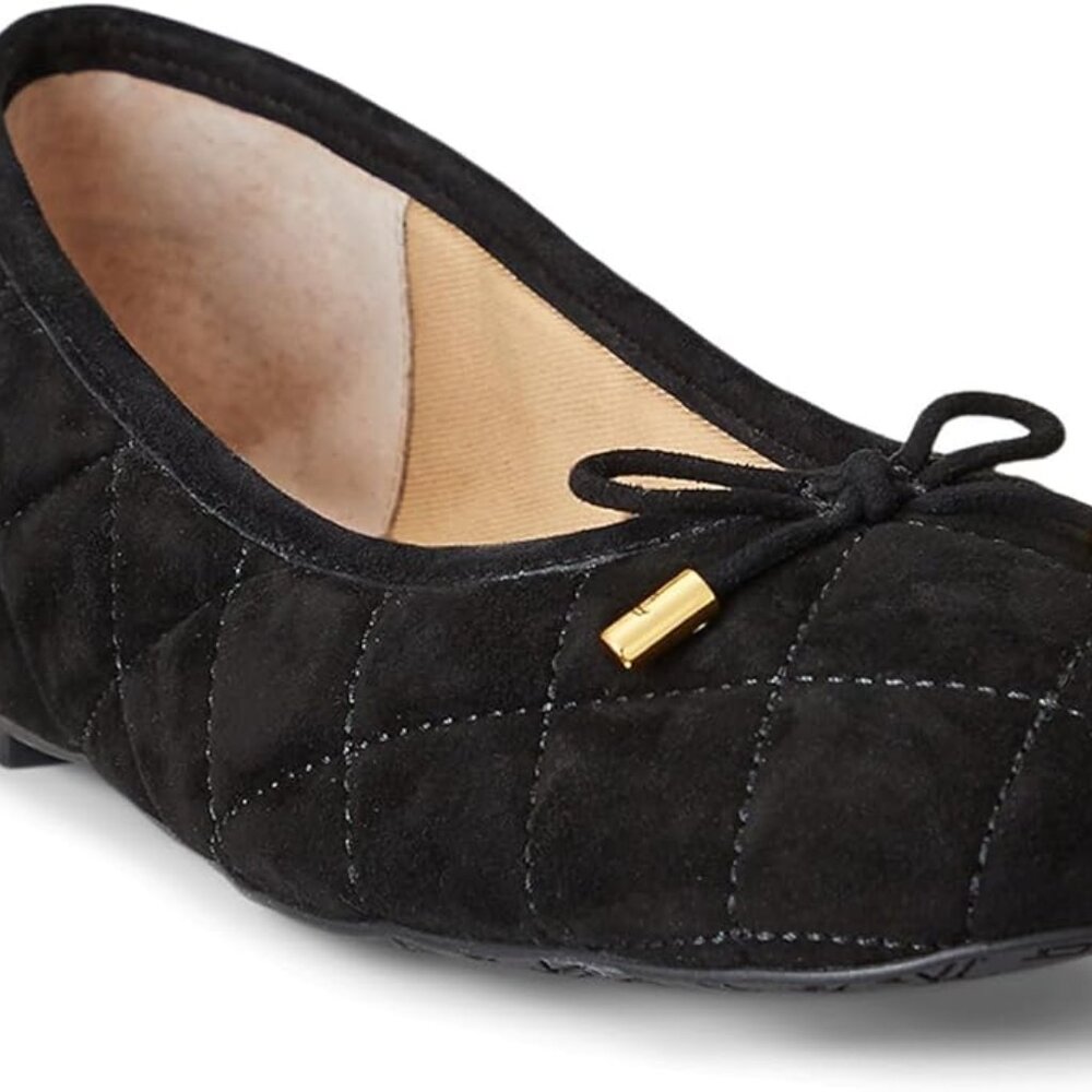 Ralph Lauren Jayna Quilted Suede Ballet Flats
